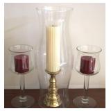 3pc Candle Set to include Brass Candle Holder