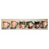 6 Royal Doulton Mini Toby Mugs - 1.25" tall