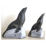 2 Soapstone Carved Seals, signed