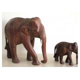 2 Wood Elephants