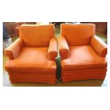Pair of Upholstered Chairs - Orangish in color