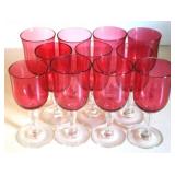 11 Red/Clear Glass Stems - 5.25" tall