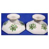 Pair Lenox Holiday Candle Holders 5x2.5