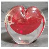 Glass Heart Paperweight - 3.25" tall