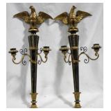 Pair Eagle Adorned Wall Sconces 25x10