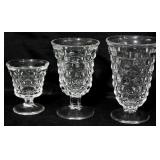 3 Fostoria American Glass Stems