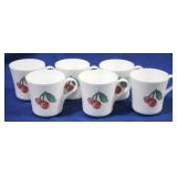 6 Corning mugs w/ cherries, 3.5"