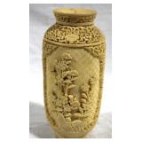 Carved Heavy Resin Vase - 8" tall