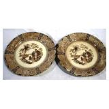 2 Ironstone Tillenberg brown/White Plates