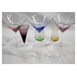 6 Colored stemware, 7.5 & 8"