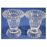 Pair glass candleholders, 4 x 3.5