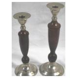 Pair 2 tier candlestands, 10.5 & 11.5