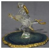 Blown Glass Man Riding Turtle Figure