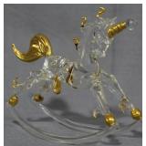 Blown Glass Rocking Unicorn 4"