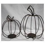 2 Wire Pumpkins, 13.5" & 9.5"
