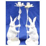 Pair Rabbit Candleholders 13.5"