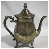 Silver plated footed teapot, 9"