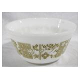 Vintage Federal Glass Bowl Avocado Green Floral