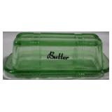 Green Glass Butter Dish 6.5x3.5x2