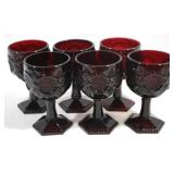 6 Avon ruby red 6" Water Goblets