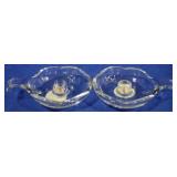 Pair Glass Saucer Candlesticks, 4.75"