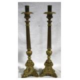 Pair of Brass Candle Stick Holders - 18.75" tall
