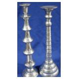 2 Tall candleholders, 17" & 18"