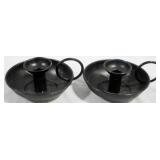 Pair Saucer Metal Candleholders, 6"