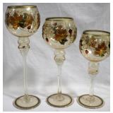 3 Glass Candholders 15.5"