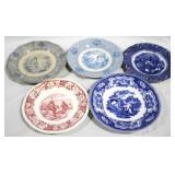 5 Assorted Vintage Transferware Plates