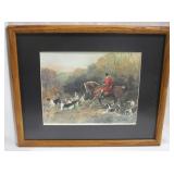 Framed Hunt Scene Print, 17.5 x 21.5