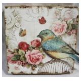 Wall decor with bird, 12 x 14