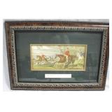 Framed hunt scene print 17.5 x 21.5