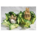 2 Rabbit in cabbage leaves figures