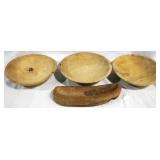 4 Wood Bowls and Tray