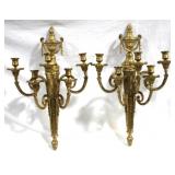 2 Brass Wall Sconces - 21" tall