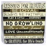 "Lessons for Humans" Wood Sign, 12 x 12.5