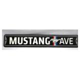 Mustang Ave Metal Sign - 20 x 3.5