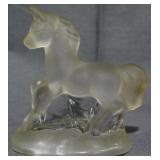 Satin Glass Horse Figurine 3.5"