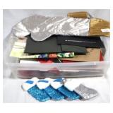 Plastic tote full of Christmas Items