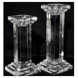 Pr Glass Column Candleholders 8"
