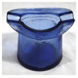 Blue Glass Top Hat Ashtray - 3 x 2.5