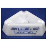Vintage Milk Glass Advertising Ashtray