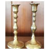2 Brass Candle Holders - 7" tall