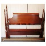 Antique Bed with Metal Rails - 54" x 55" x 76"