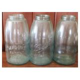 Lot of 3 Blue Glass Jars - 9.25" tall