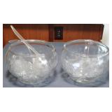 Lot of 2 Punch Bowls with Cups and Ladles