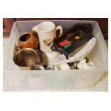 Plastic Tote Full of Assorted Items