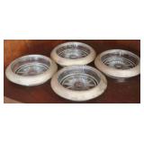 Set of 4 Sterling Rimmed Coasters - 4" round
