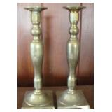 Pair of Brass Candle Holders - 12" tall